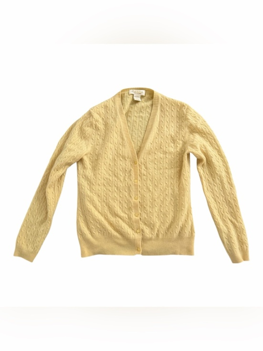 Cashmere Cable Knit Yellow Cardigan